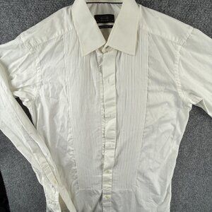 Eton Formal Tuxedo Shirt Long Sleeve White Button Up Ruffled 15.5 Contemporary